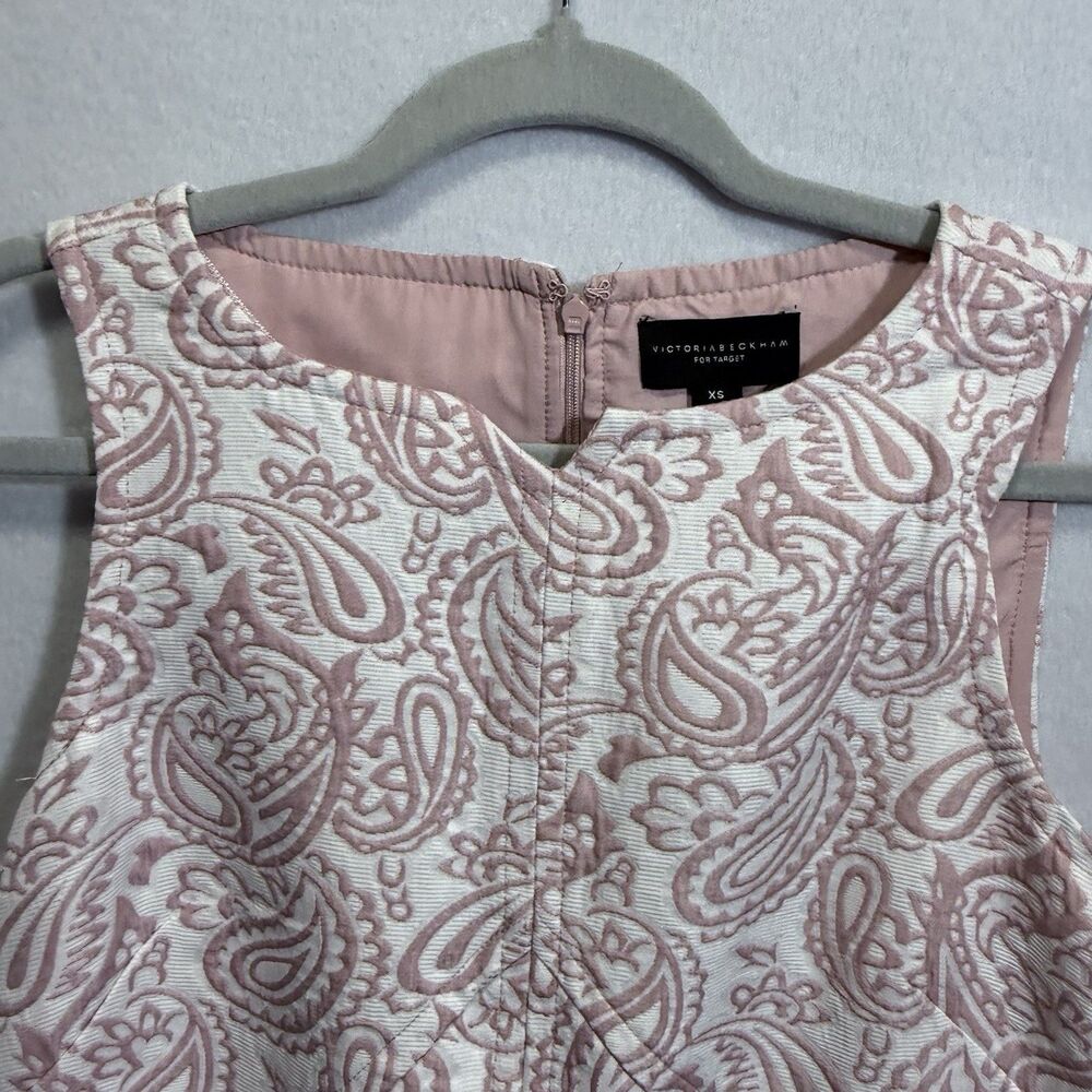 Victoria Beckham x Target Blush Paisley Jacquard Sleeveless Shift Mini Dress XS - Picture 4 of 15